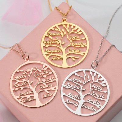 Collana personalizzata in argento con albero genealogico 1-9 nome inciso