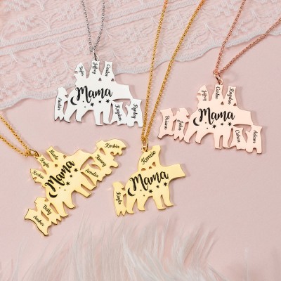 Collana personalizzata Mama Bear 1-8 nomi per regali per la festa della mamma