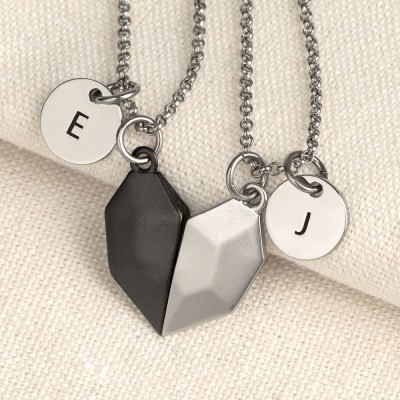 Collana con nome a forma di cuore con interazione magnetica personalizzata da 2 pezzi San Valentino