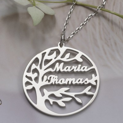 Collane personalizzate in argento con nome dell'albero genealogico inciso per il regalo della mamma della nonna