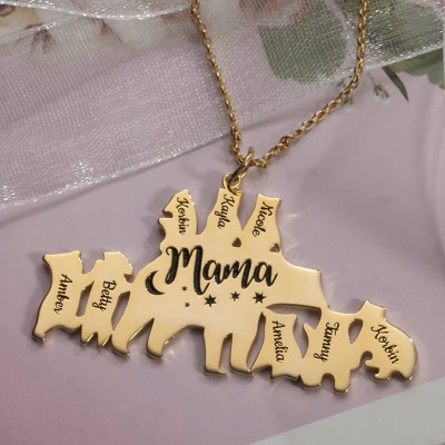 Collana personalizzata con mamma orso placcata oro 18 carati 1-8 nomi per la festa della mamma