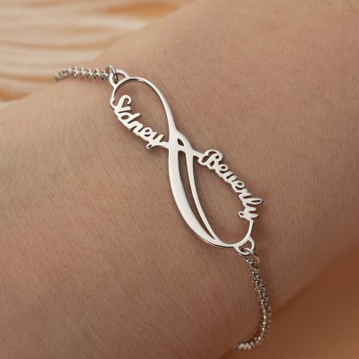 Bracciale personalizzato Infinity con nome di coppia per il suo San Valentino