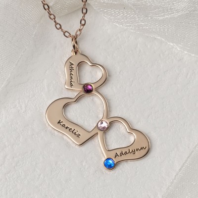 Regalo di Natale personalizzato con collana a cuore con nome di famiglia