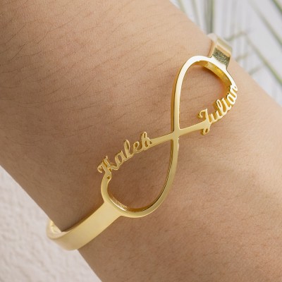 Bracciale rigido con nome Infinity personalizzato con 1-6 nomi