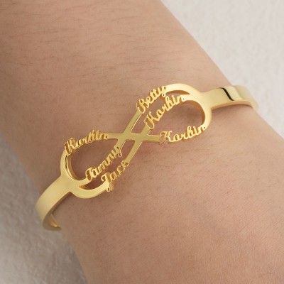 Bracciale rigido con nome Infinity personalizzato con 1-6 nomi