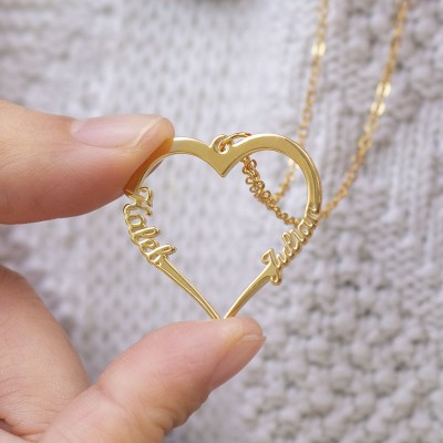 Collana con nomi di coppie di cuori personalizzati Regalo di San Valentino