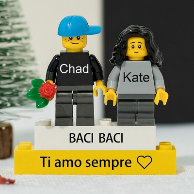 Minifigure di coppia personalizzate per lei lui anniversario San Valentino