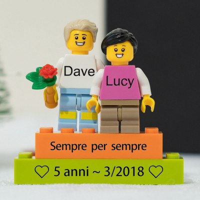 Minifigure di coppia personalizzate per lei lui anniversario San Valentino
