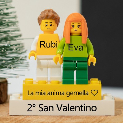 Minifigure di coppia personalizzate per lei lui anniversario San Valentino