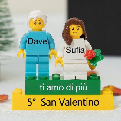 Minifigure di coppia personalizzate per lei lui anniversario San Valentino