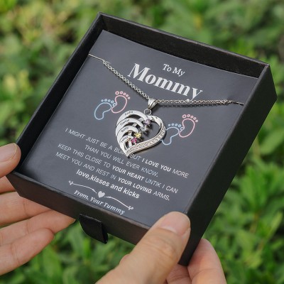 Collana personalizzata a cuore con 1-6 nomi con pietra portafortuna per mia mamma