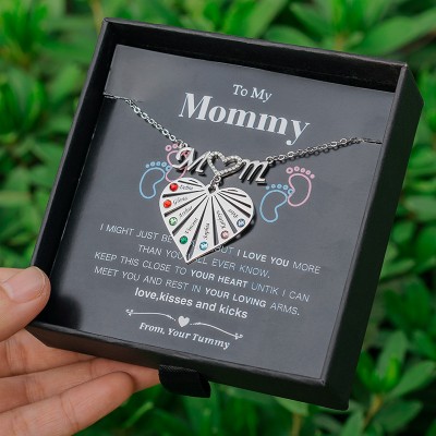 Collana a cuore personalizzata con nome di famiglia con incisione da 1 a 8 con pietra portafortuna per mia mamma