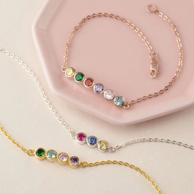 Bracciali personalizzati Birthstone per la famiglia con 1-10 Birthstones