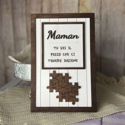 Regalo personalizzato per la festa della mamma, mamma, sei il pezzo che ci tiene insieme Puzzle pezzi Nome Sign Wall Decor