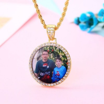 Collana con foto personalizzata con ciondolo a memoria con medaglioni per lui