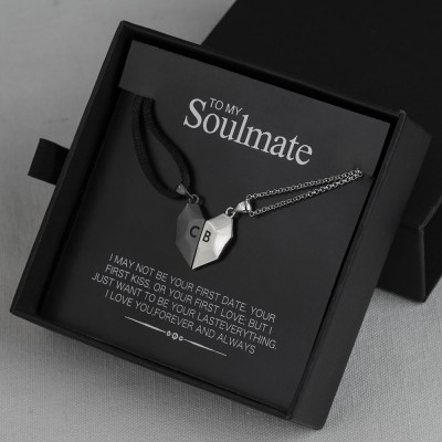 Collana con nome a forma di cuore con interazione magnetica personalizzata da 2 pezzi San Valentino alla mia anima gemella