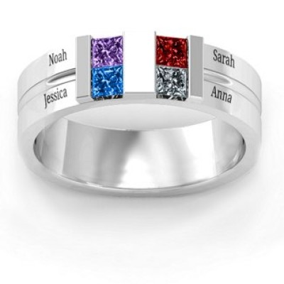 Anello in argento sterling S925 personalizzato con Leonida scanalato Birthstone