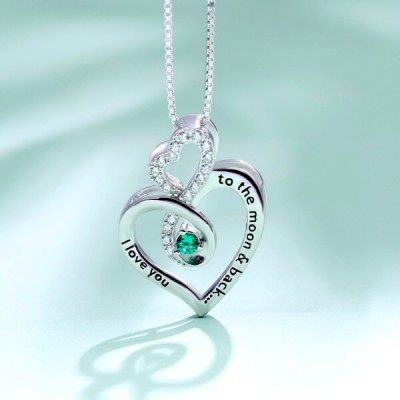 Collana in argento sterling s925 personalizzata con cuore infinito Birthstone