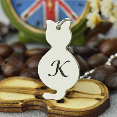 Collana personalizzata con ciondolo iniziale gatto minuscolo