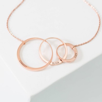 Collana Generazione Personalizzata | Collana famiglia a tre maglie | Regalo della mamma