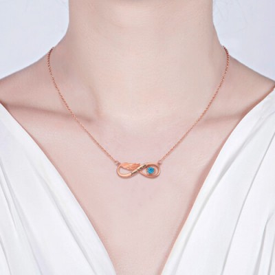 Collana Infinity Angel Wing con Birthstone