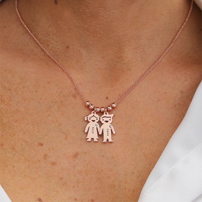 Collana personalizzata con nome inciso per famiglie 1-10 bambini con pietra portafortuna