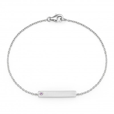 Bracciale personalizzato Birthstone con barra nominativa in argento