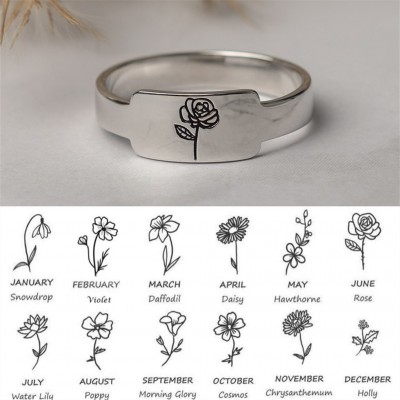 Regalo personalizzato dell'anello del mese del fiore della nascita della famiglia per lei