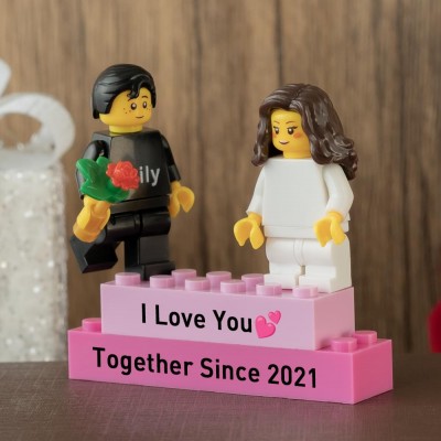 Minifigure di coppia personalizzate per lei lui anniversario San Valentino