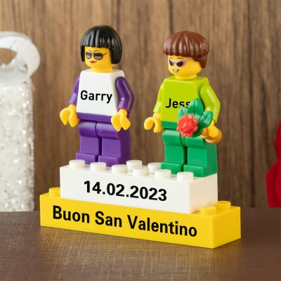 Minifigure di coppia personalizzate per lei lui anniversario San Valentino