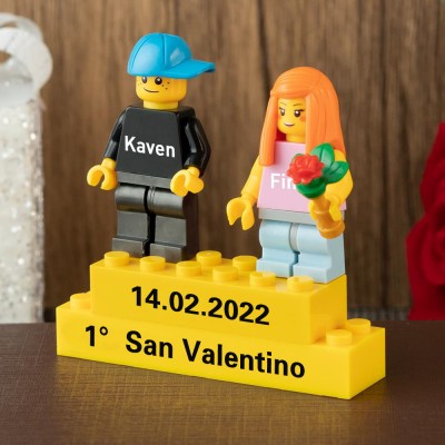Minifigure di coppia personalizzate per lei lui anniversario San Valentino