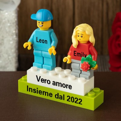 Minifigure di coppia personalizzate per lei lui anniversario San Valentino