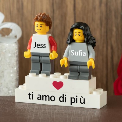 Minifigure di coppia personalizzate per lei lui anniversario San Valentino