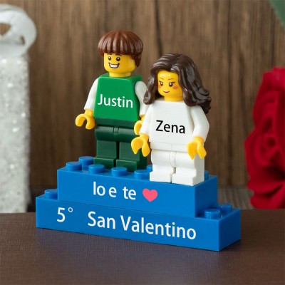 Minifigure di coppia personalizzate per lei lui anniversario San Valentino