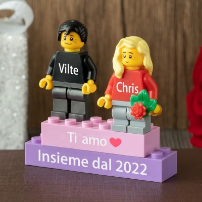 Minifigure di coppia personalizzate per lei lui anniversario San Valentino