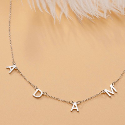 Collana con nome ciondolo lettera iniziale personalizzata 1-10 in argento per lei