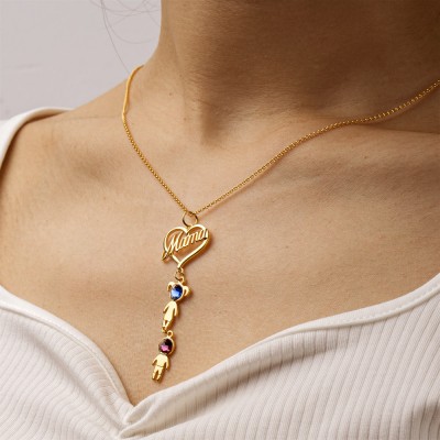 Ciondolo cuore mamma con ciondolo Birthstone 1-10 bambini