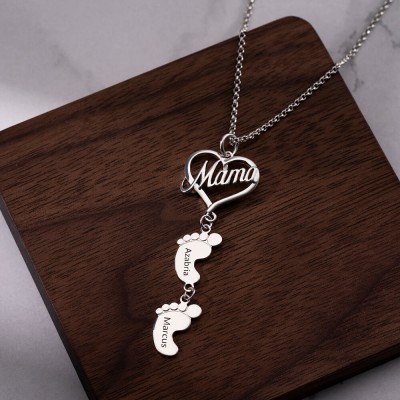 Collana personalizzata per mamma con piedini da bambino 1-10 ciondoli