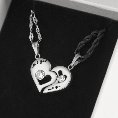 2 Pezzi Personalizzati Nomi Di Coppia Collana Magnetica A Forma Di Cuore Regali Di San Valentino