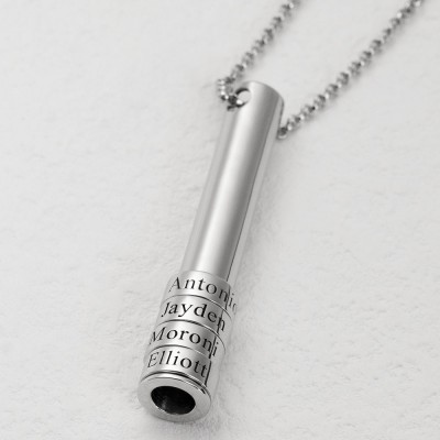 Collana di perline in argento con nome di famiglia personalizzato per lui