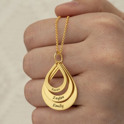 Collana con nomi di famiglia personalizzati con incisione fino a 5 gocce