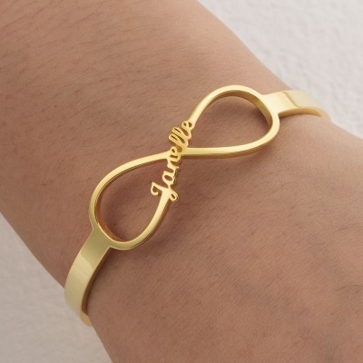 Bracciale rigido con nome Infinity personalizzato con 1-6 nomi