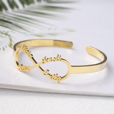 Bracciale rigido con nome Infinity personalizzato con 1-6 nomi