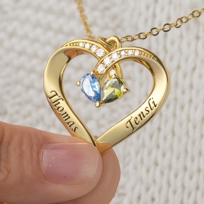 Collana personalizzata con nome a cuore con pietre portafortuna per la mia anima gemella