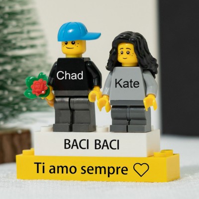 Minifigure di coppia personalizzate per lei lui anniversario San Valentino