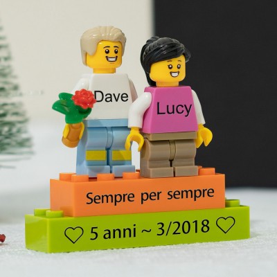 Minifigure di coppia personalizzate per lei lui anniversario San Valentino