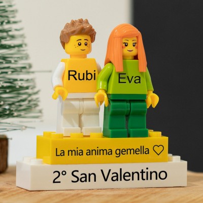 Minifigure di coppia personalizzate per lei lui anniversario San Valentino