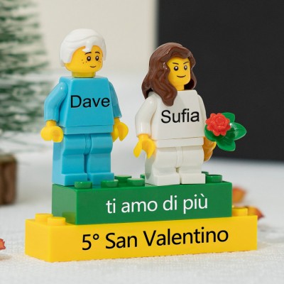 Minifigure di coppia personalizzate per lei lui anniversario San Valentino