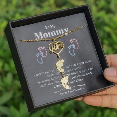 Personalizzato 1-10 ciondoli per piedi del bambino Collana con nome per il regalo di mia mamma