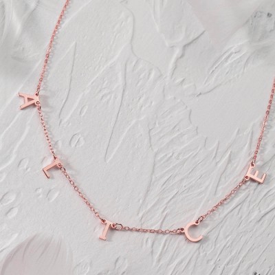 Placcatura in oro rosa 18 carati Collana personalizzata 1-10 con ciondolo con lettera iniziale per lei